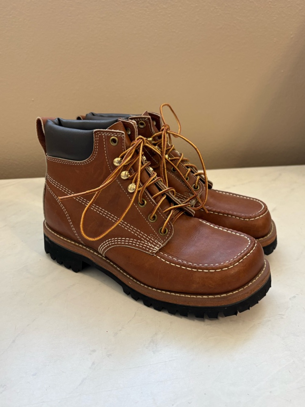 Rocky Men’s 8.5 Brown Leather Ankle Work Boots Lace Up Workwear Outdoor